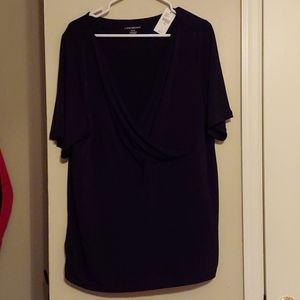 Lane Bryant Black Faux Wrap Top
